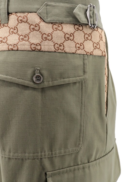 Shop Gucci Gg Fabric Inserts Cotton Cargo Trouser In Grey