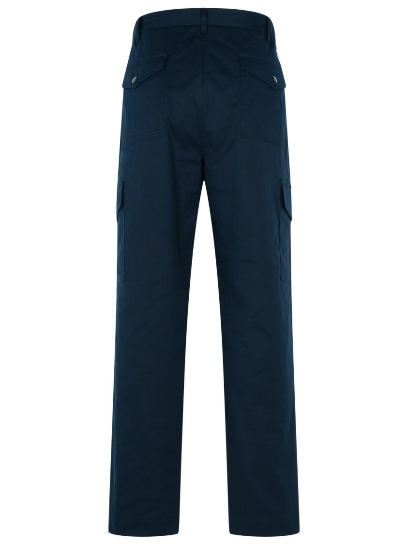 Moncler 'utility' Cotton Pants Featuring Cargo Pockets In Blue
