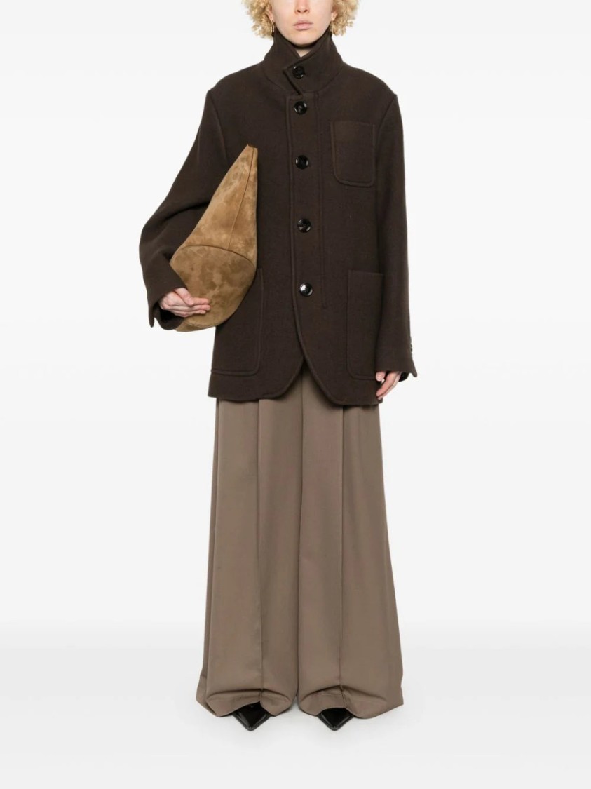 Ami Alexandre Mattiussi Ami Single-breasted Oversized Coat In Brown