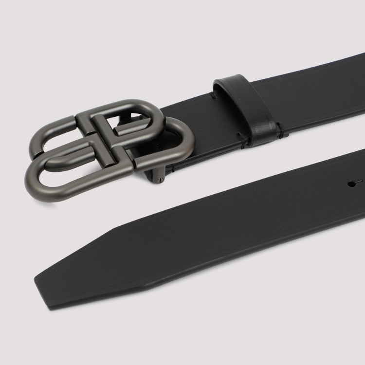 Balenciaga Black Bb Leather Belt In Black