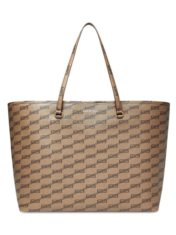 Signature Large East-west Shopper Bag Bb Monogram Coated Canvas in Beige