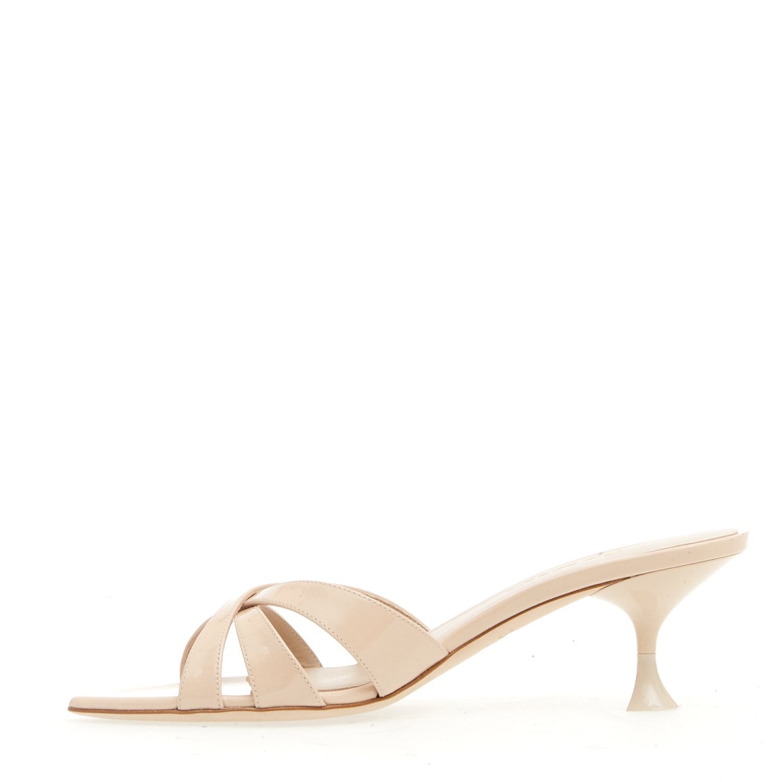 3juin Heel Slipper 50mm Beige Patent In Neutrals