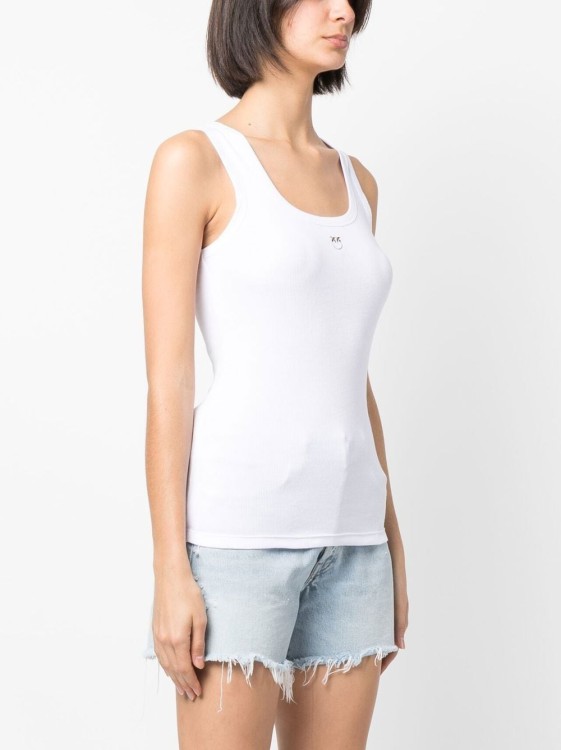 Shop Pinko Ribbed Tank Top In White