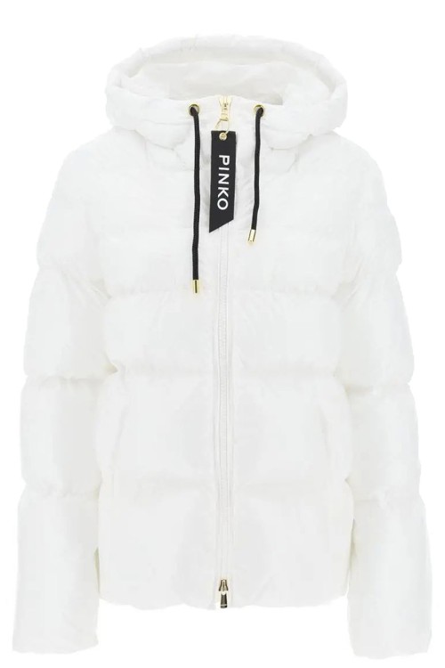 Pinko Quilted Hooded Jacket In White
