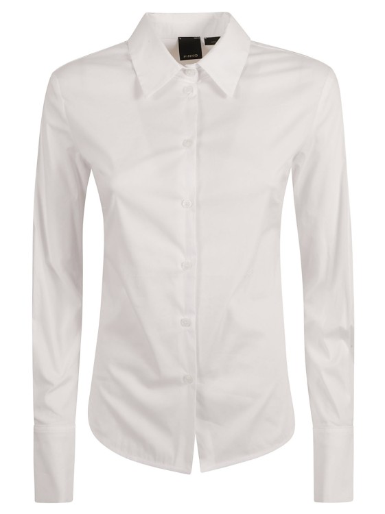 Pinko Pointed-collar Stretch-cotton Shirt In White