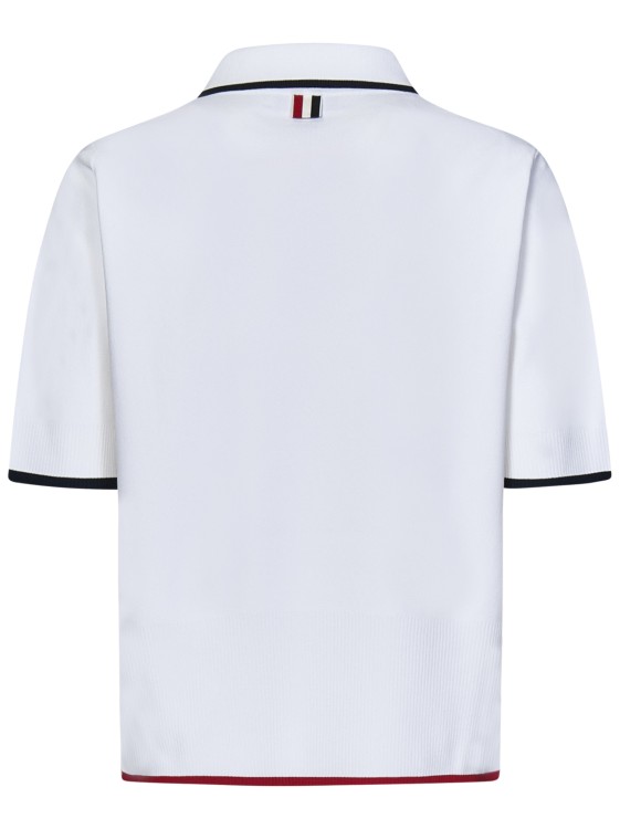 Shop Thom Browne Short-sleeved White Viscose Blend Knit Polo Shirt