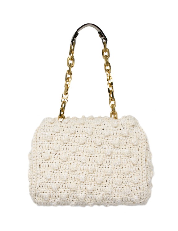 Shop Ermanno Scervino Crochet Shoulder Bag In Neutrals