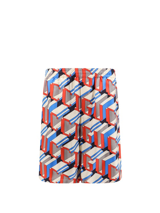 Shop Gucci Silk Bermuda Shorts With Pixel Print In Multicolor