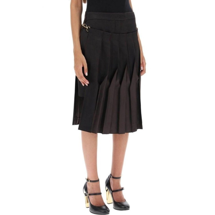 Shop Fendi Cotton And Silk Washed Skirt In Black