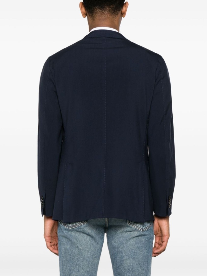 Boglioli Single-breasted Virgin Wool Blazer In Blue