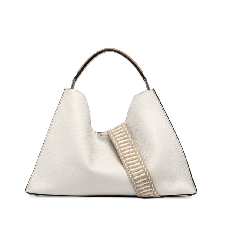 Shop Gianni Chiarini Aurora Model Bag In Natural Hammered Leather In White