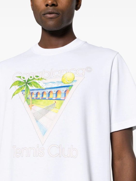 Shop Casablanca White Tennis Club Icon Print T-shirt