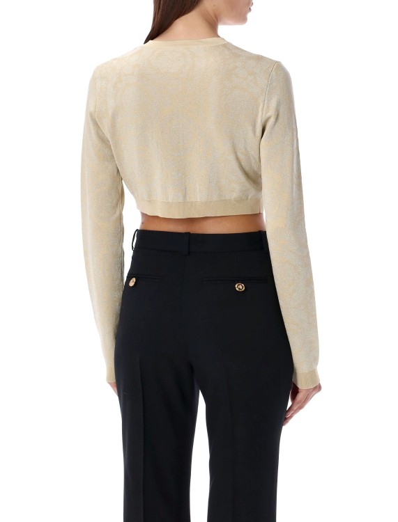 Versace Barocco Texture Cropped Cardigan In Black