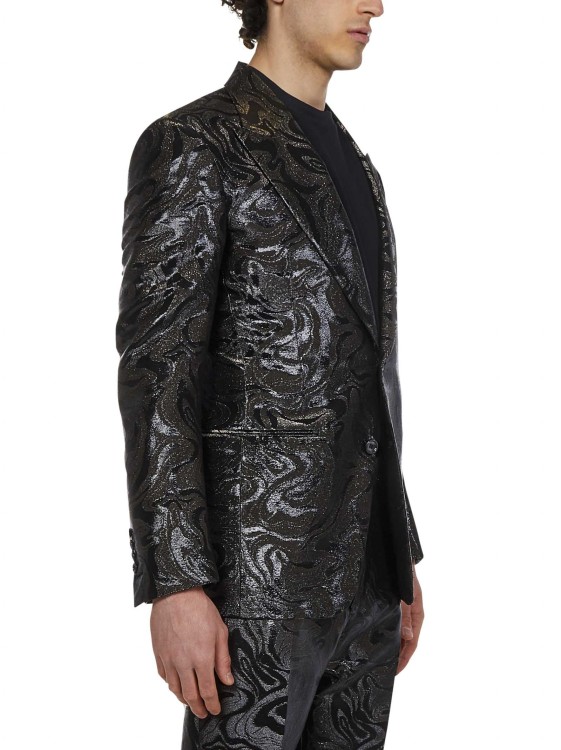 Shop Tom Ford Black Suit With Abstract Metallic Fiber Pattern