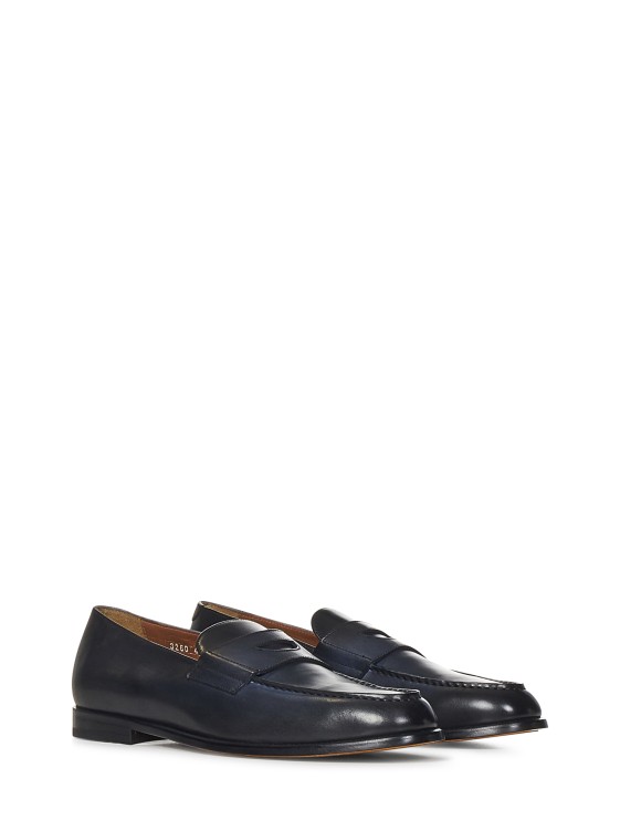 Shop Doucal's Indigo-colored Smooth Leather Penny Loafers In Blue
