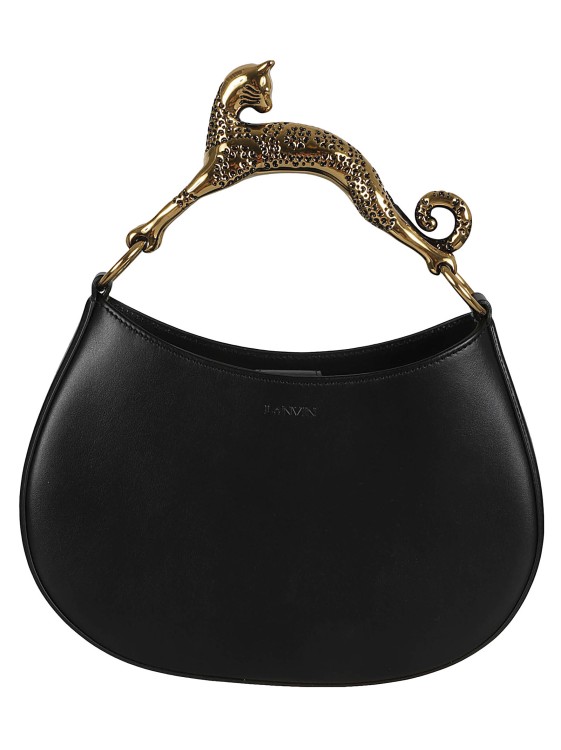 Shop Lanvin Black Calf Leather / Brass Embellished-handle Tote Bag