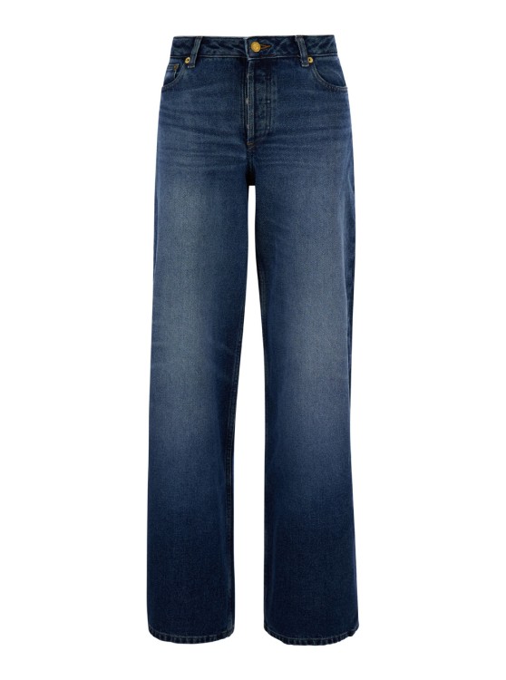 Apc Elisabeth' Blue Straight Jeans With Branded Button In Denim