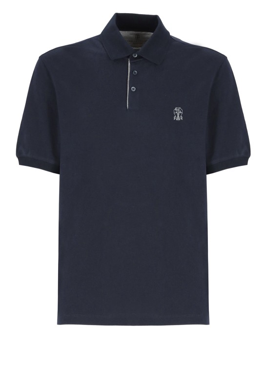 Shop Brunello Cucinelli Cotton Polo Shirt With Logo In Blue
