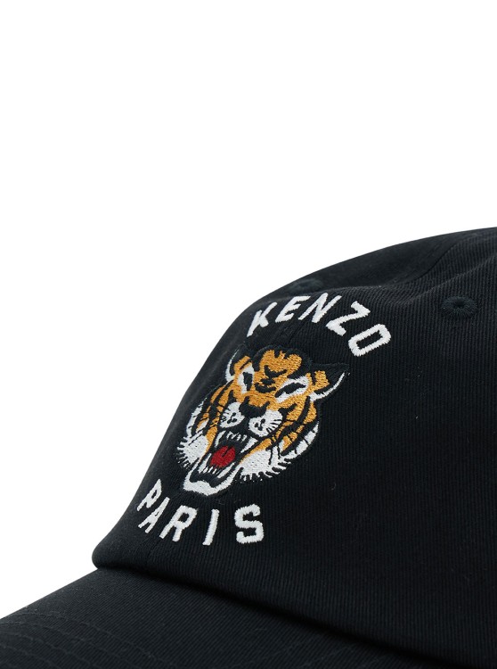 Shop Kenzo Black Baseball Cap With Tiger And Logo Embroidery In Cotton