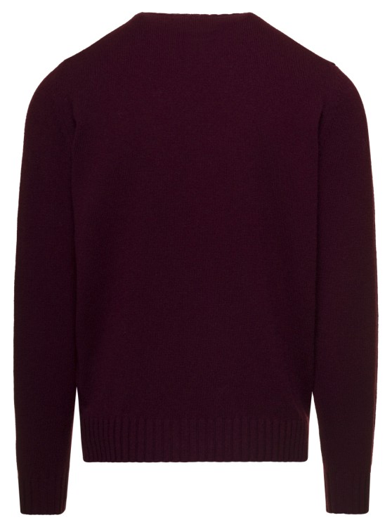 Shop Gaudenzi Bordeaux Crewneck Sweater With Rib Trim In Wool And Cashmere In Black
