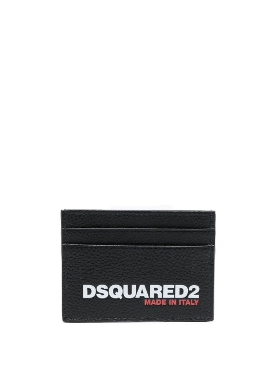 Dsquared2 Logo-print Leather Cardholder In Black