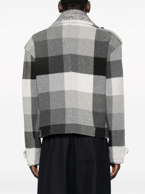 Shop Etro Plaid-check Button-up Wool Blend Jacket In Grey