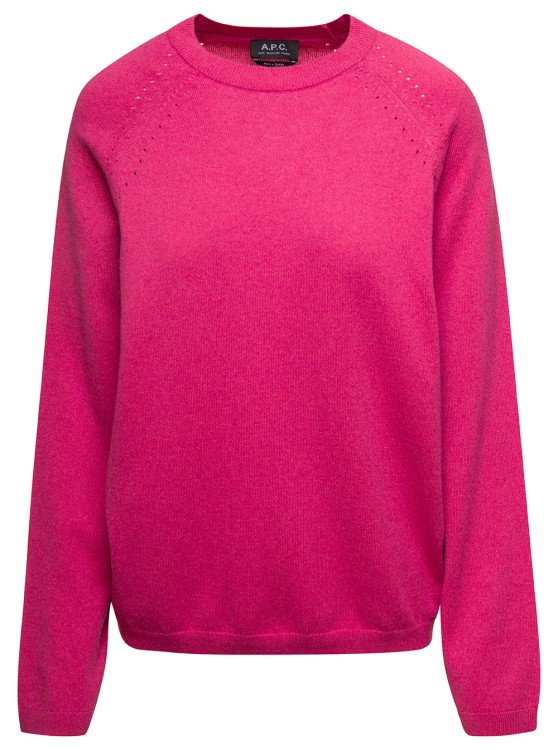 Shop Apc Rosanna' Fuchsia Crewneck Sweater With Perforated Details In Cotton And Cashmere In Pink