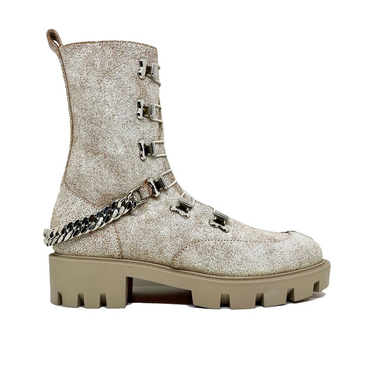 Shop Christian Louboutin Leather Boots In Neutrals