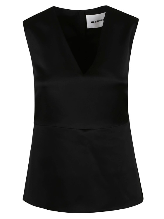 Shop Jil Sander Sleeveless V-neck Top In Black
