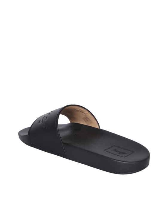 Shop Brioni Leather Slides By  In Grey