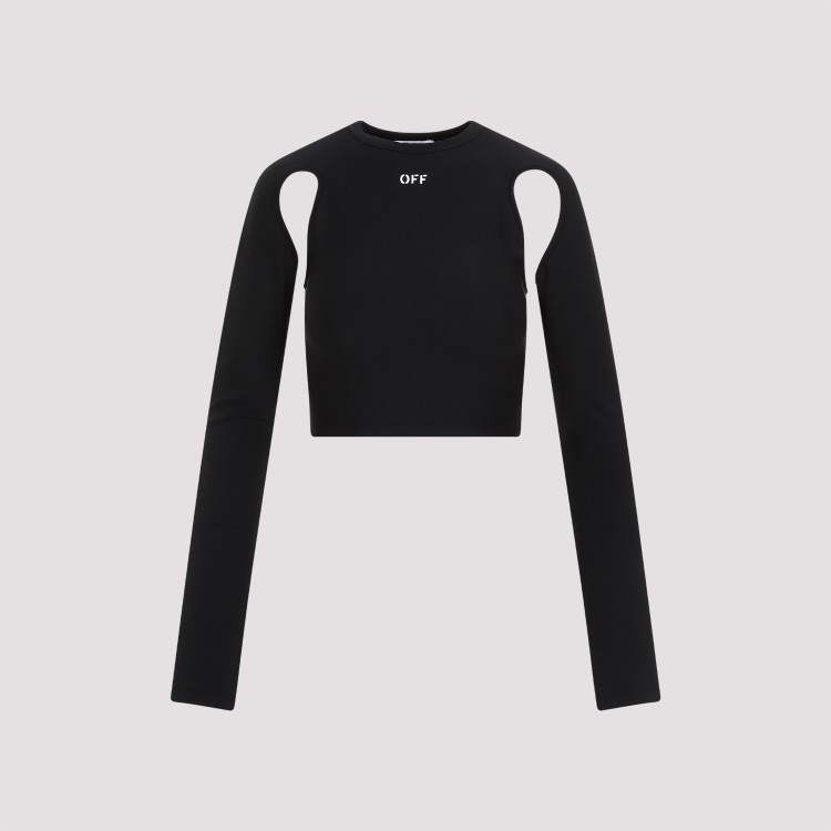 Shop Off-white Sleek Black White Polyamide Crop Top