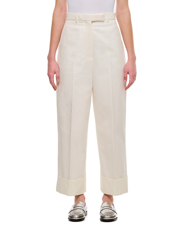 Thom Browne Straight Leg Pleated Pants In White