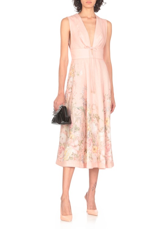 Shop Zimmermann Abito Waverly Plunge Dress In Neutrals