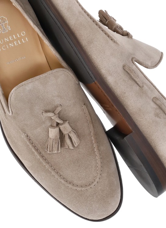 Shop Brunello Cucinelli Suede Leather Loafers In Brown