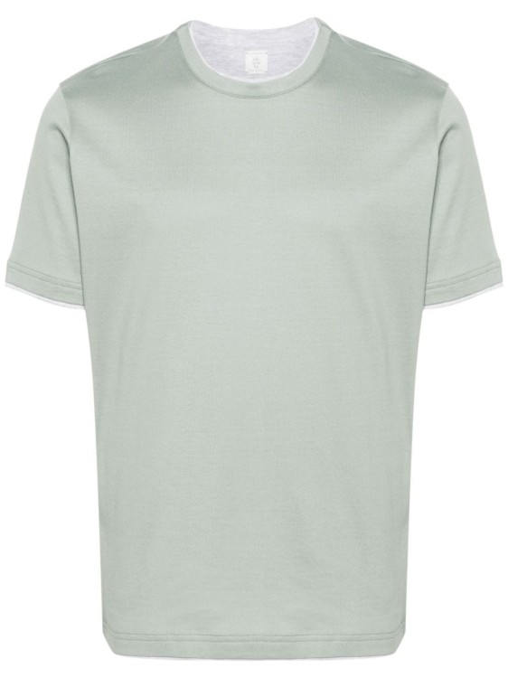 Shop Eleventy Green Layered T-shirt In White