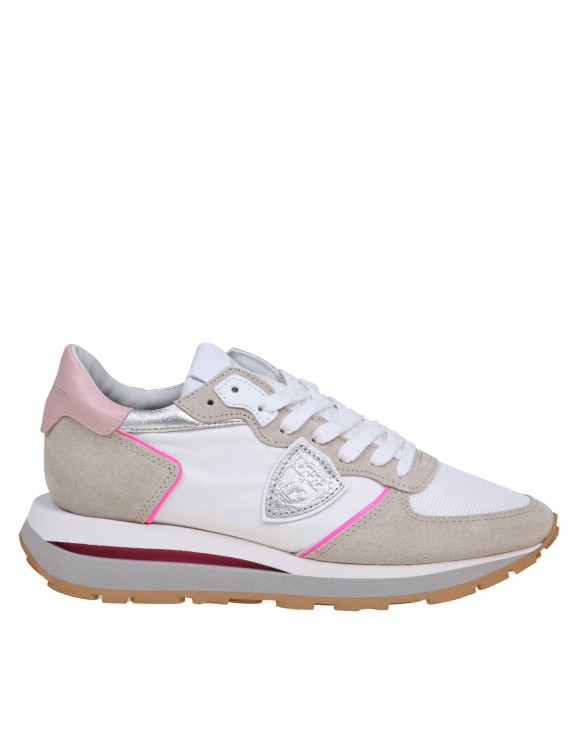 Shop Philipp Plein Tropez Sneakers In Suede And Nylon Color White And Pink