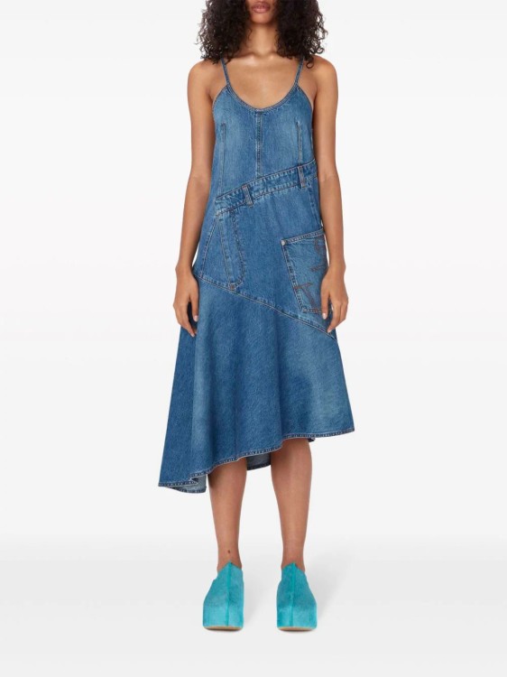 Shop Jw Anderson Asymmetric Blue Denim Midi Dress
