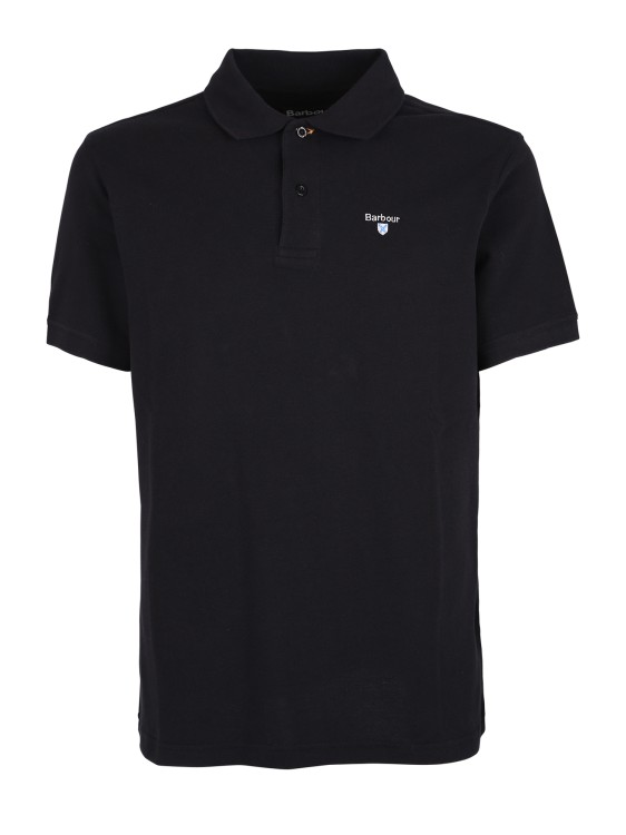 Shop Barbour Embroidered Cotton Polo In Black
