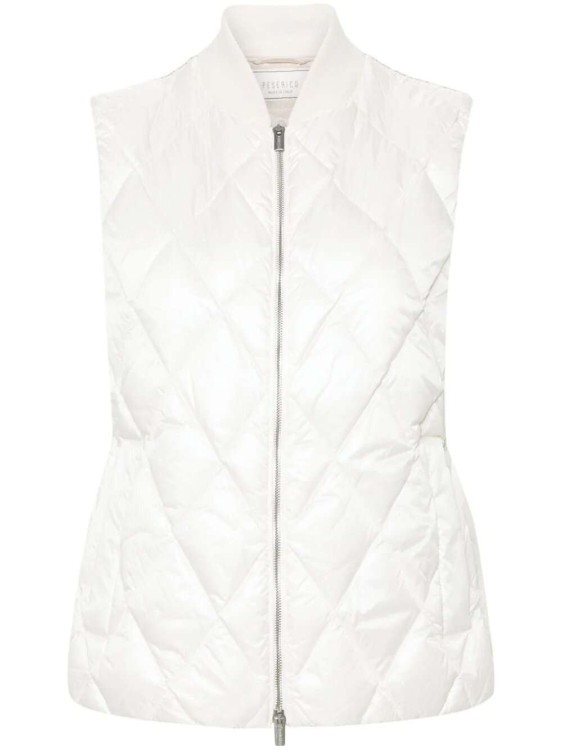 Shop Peserico White Bead-embellished Puffer Vest