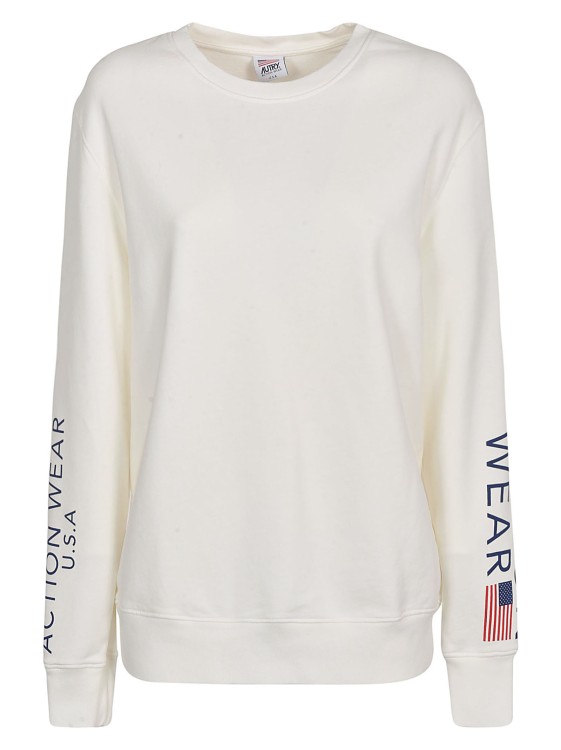 Shop Autry White Cotton Action Wear Print Sweatshirt