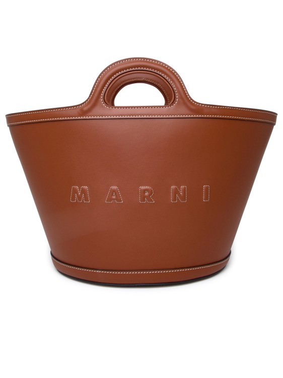 Shop Marni Tropicalia Small Bag In Brown Leather