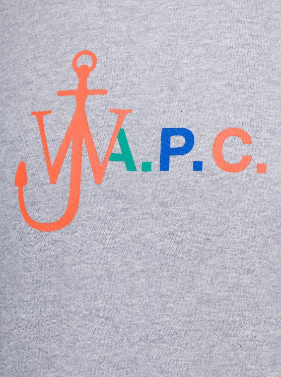 Shop Apc Anchor' Grey Crewneck T-shirt With Print In Cotton Blend
