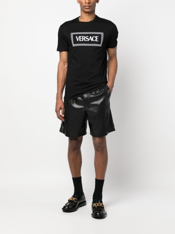 Shop Versace Black Cotton T-shirt With Logo Print