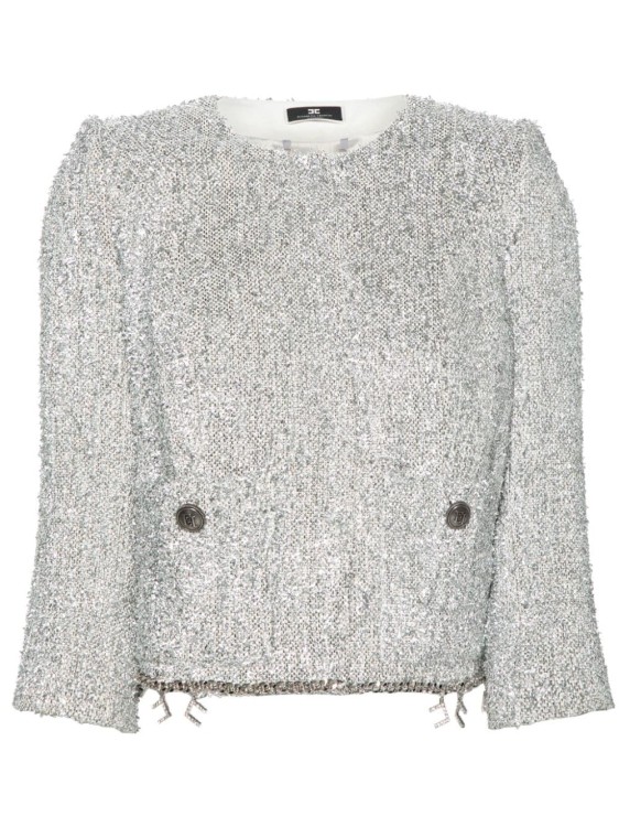 Shop Elisabetta Franchi Tweed Jacket In Grey