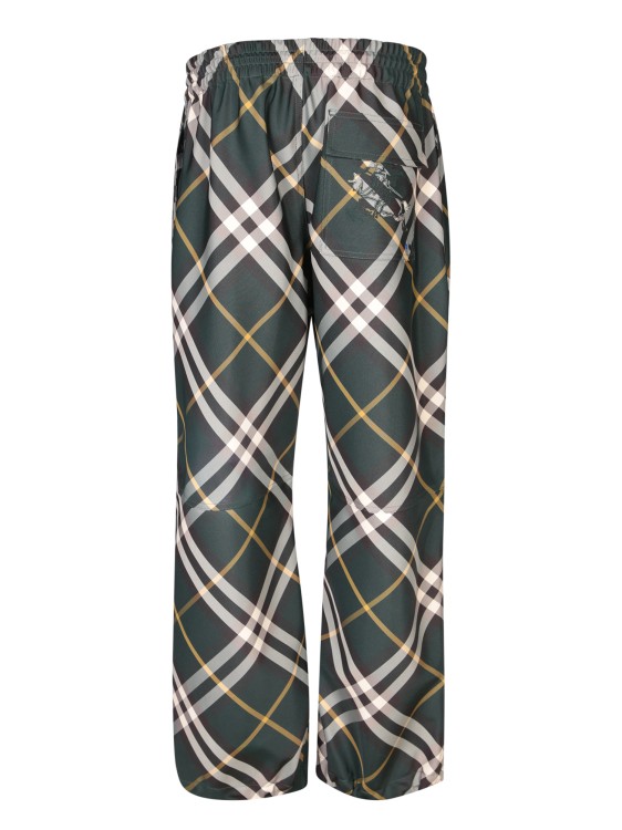 Burberry Men's Check Pattern Trousers With Elastic Waist And Drawstring In Green