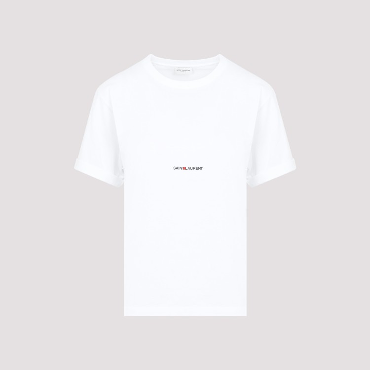 Shop Saint Laurent White Cotton Logo T-shirt