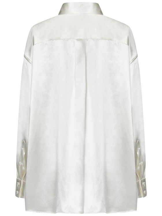 Shop Armarium Leo Off-white Silk Satin Oversized Shirt