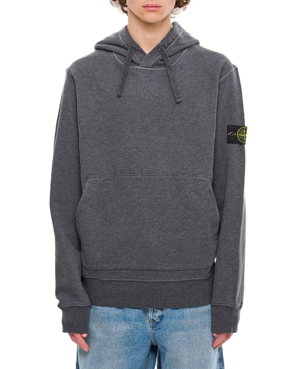 Stone Island Felpa In Cotone Con Stemma Della Bussola In Grey