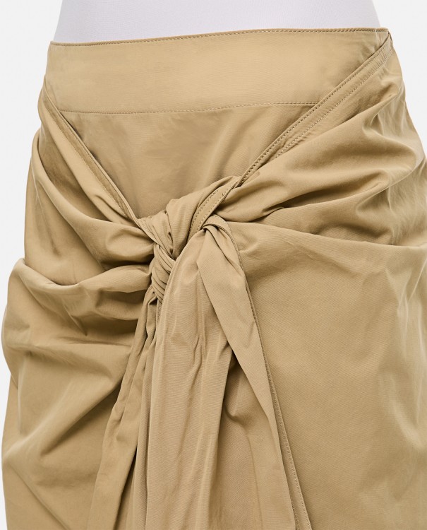 Shop Bottega Veneta Cotton Skirt W/ Knot In Brown