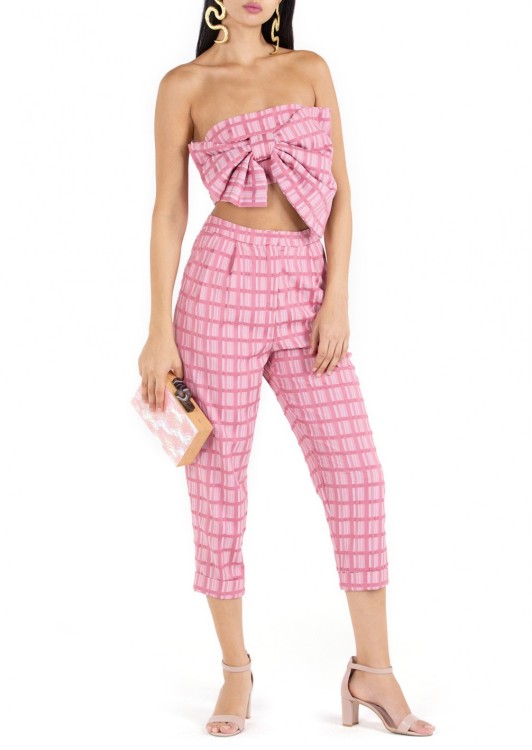 Shop Selmacilek Pink Plaid Pants
